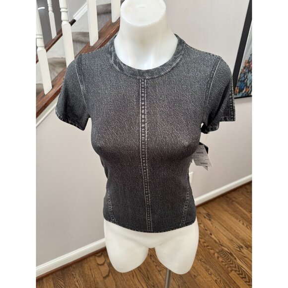 NWT Rag & Bone Washed Black Miramar Jersey Baby Tee Shirt Size XS - Picture 2 of 4